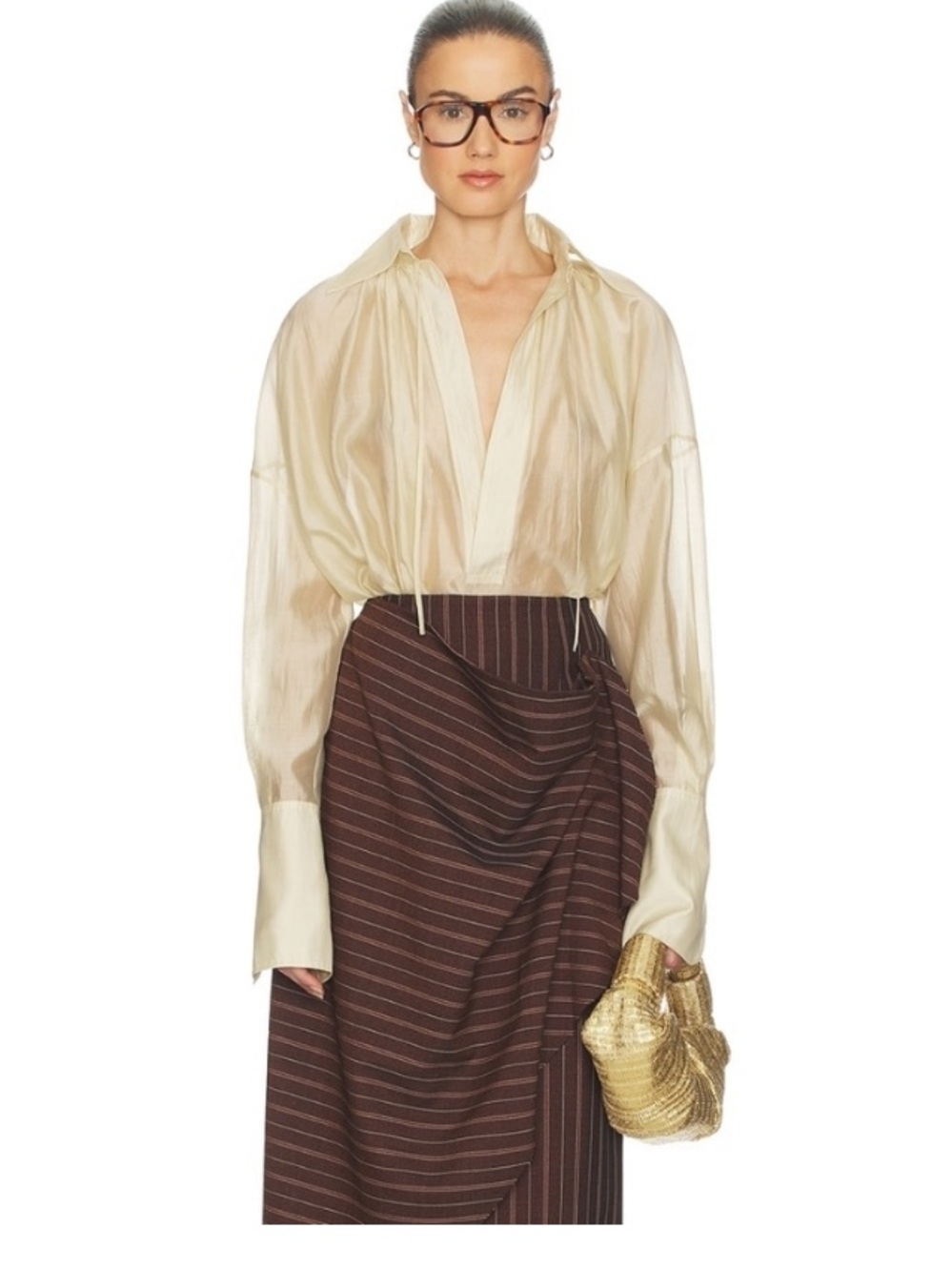 Helsa The Poet Blouse in Celadon